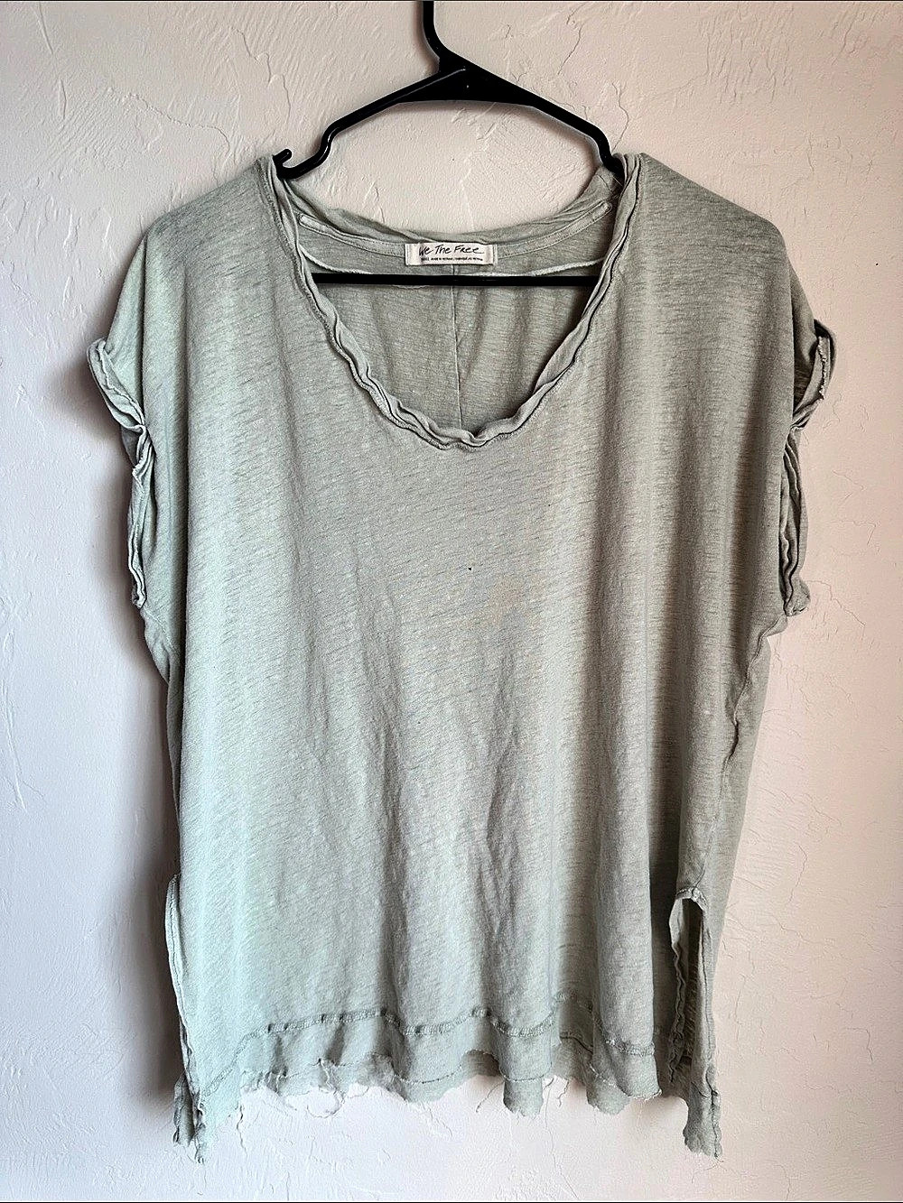 We The Free Raw Hem Short Sleeve Tunic in Gray